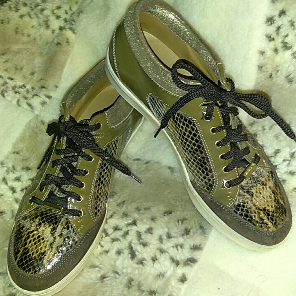 JIMMY CHOO BROWN SNAKESKIN SNEAKERS